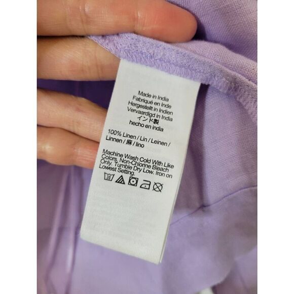J. Crew Squareneck button-up top in linen, Purple M NWT $98 - Picture 7 of 10